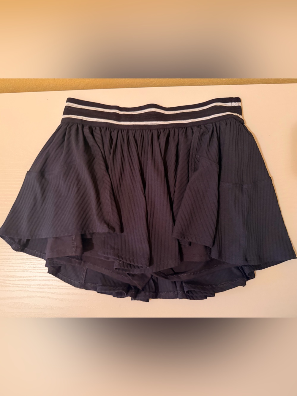FP Movement by Free People Black Layered Skater Skirt with Striped Waistband